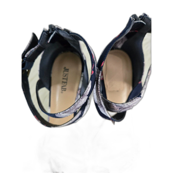 Just Fab Floral Platform Heels Woman 9 Buckle Zip Accent Open Toed - Picture 3 of 6